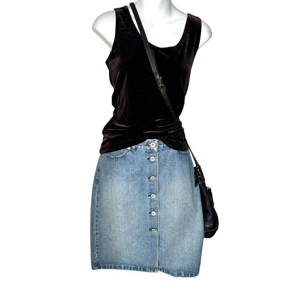 Tommy Hilfiger Vintage Y2K Button Front Denim Skirt Women’s Size 2 28” Waist - Picture 1 of 8